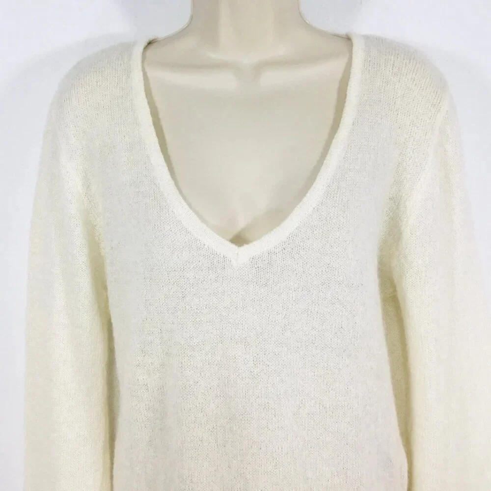 Brandy Melville Andi Sweater Sz M Mohair Blend Relaxed Rolled Hem Soft Cozy